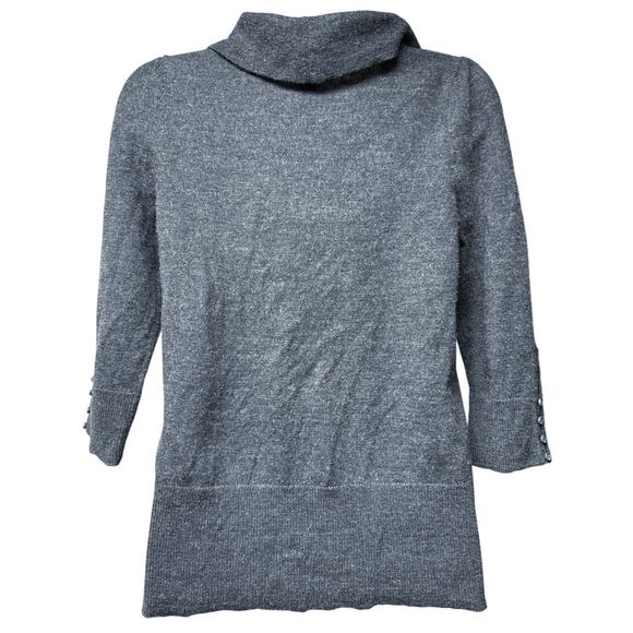 Vintage Y2K Carole Little Gray 100% Merino Wool Sweater Top Size Small Cowl Neck - Picture 3 of 6